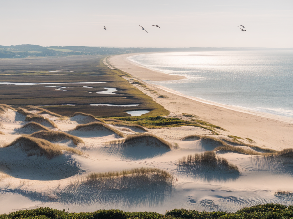 Un paysage entre dunes, marais et plages de sable fin