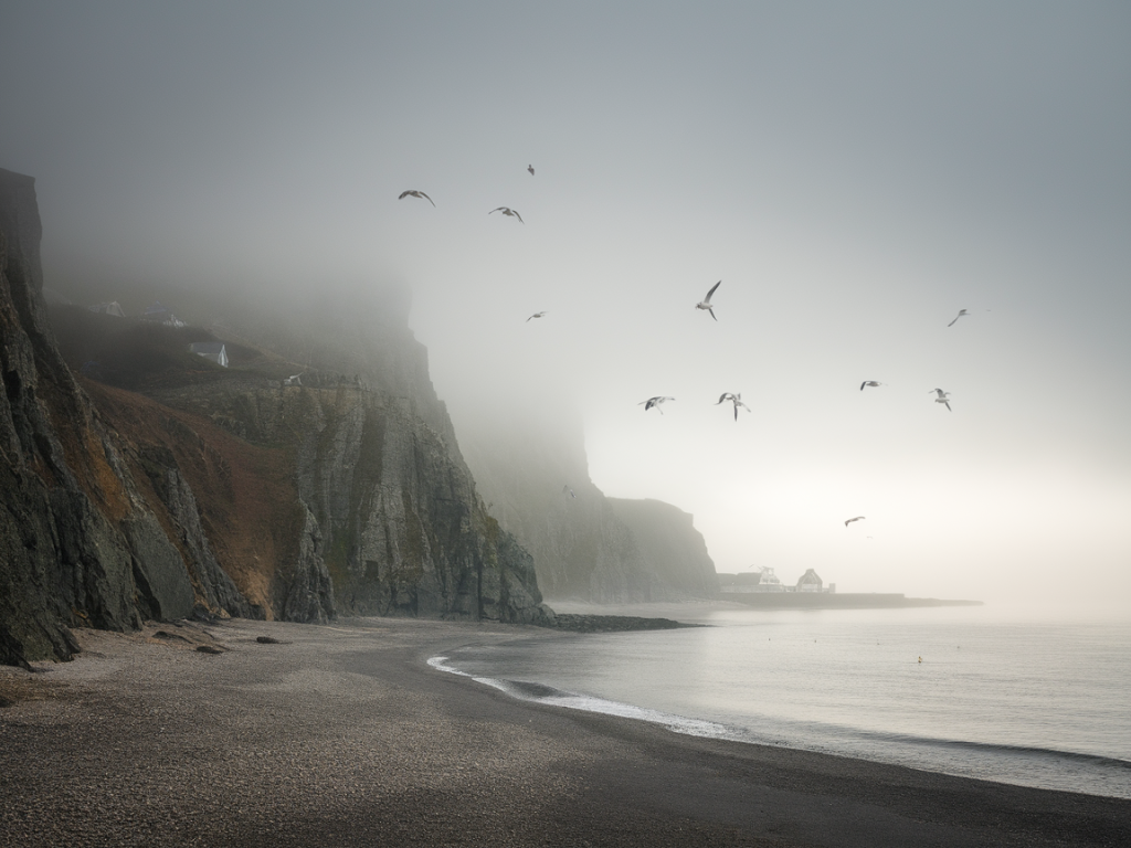 Les paysages sauvages de la côte bretonne sous la brume hivernale